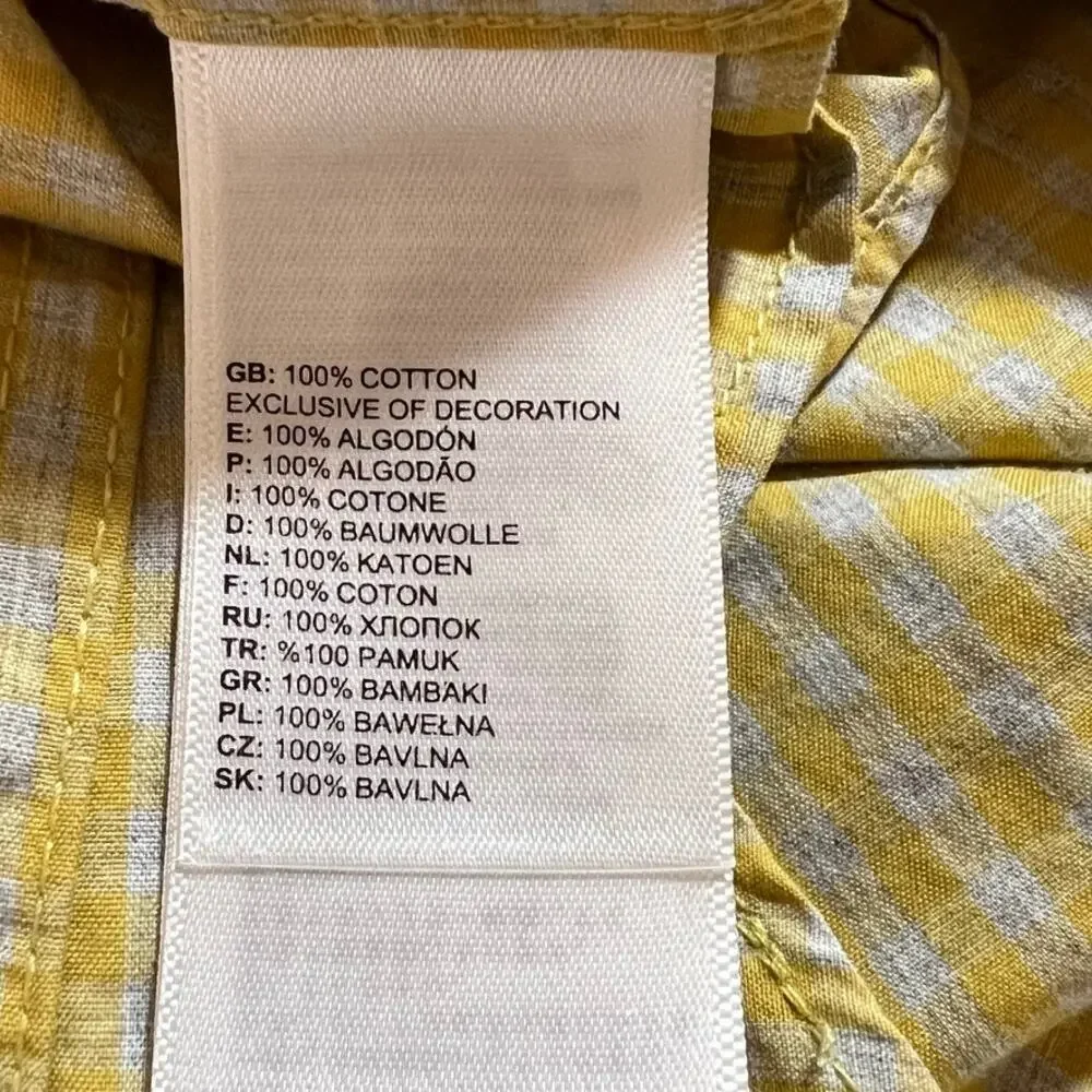 The North Face Short Sleeve Checkered Button Shirt Yellow Mens Large
